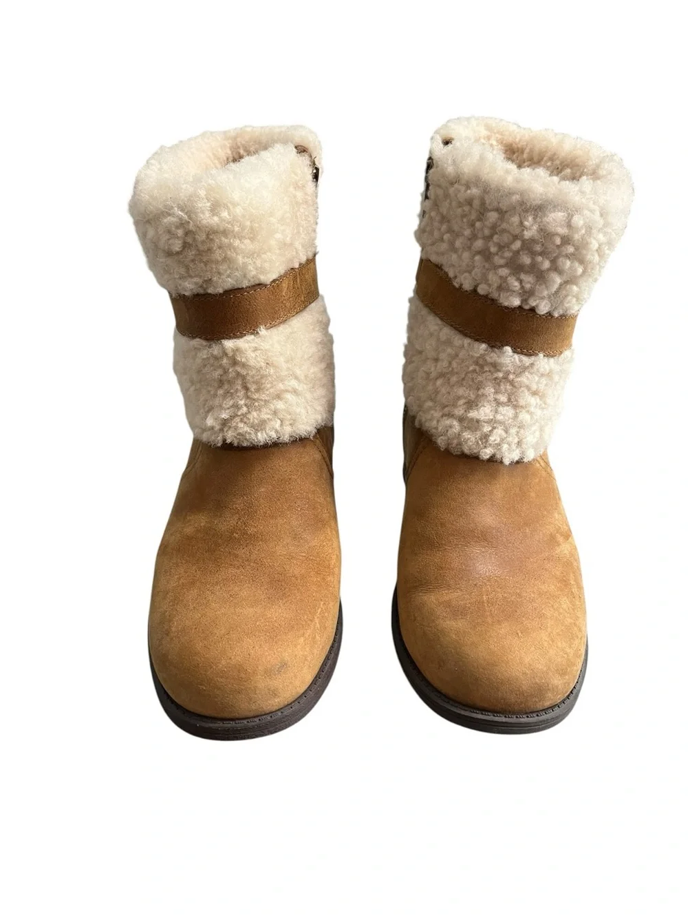 Ugg Blayre II Suede Shearling Side Zip Tan‎ Brown Winter Boots Women's 9